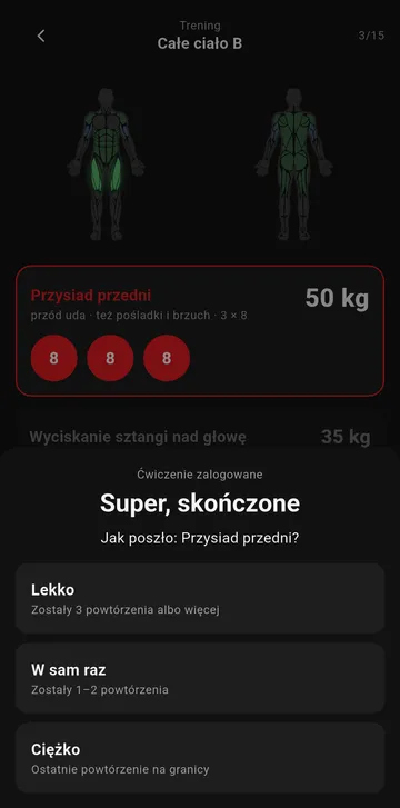 Pytanie po ćwiczeniu: lekko, w sam raz czy ciężko